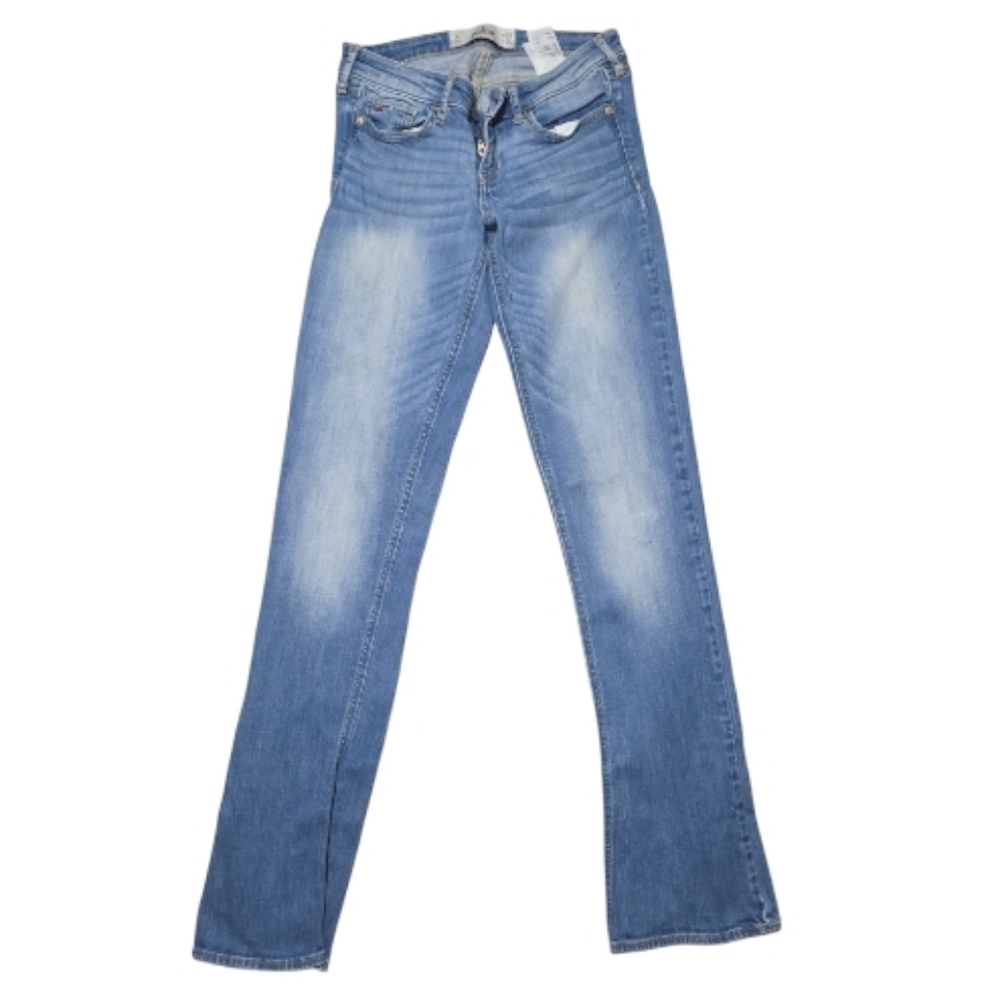 HOLLISTER Women's Skinny Stretch Jeans Size 3L W26 L35 Blue Cotton